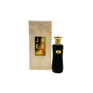 Luxury Ahmed Al Maghribi JREE 100ml EDP perfume bottle with oud, saffron, and rose fragrance notes.