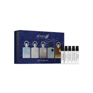 AFNAN Supremacy Homme Discovery Set with five 2ml mini cologne bottles for men.