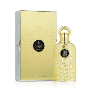 Product image of Lattafa Bayaan 100ml Eau De Parfum for men featuring spicy, floral, gourmand, and oud fragrance notes.