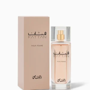 Rasasi Fattan Pour Femme Eau de Parfum 50ml for women, elegant bottle design.