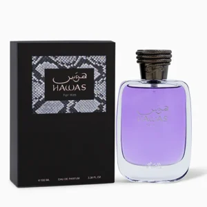 Authentic Rasasi Hawas for Men Eau de Parfum 100ml bottle with grey juice and python-design cap.