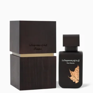 La Yuqawam Pour Homme by Rasasi - an iconic leather and oud perfume for men in an elegant bottle.