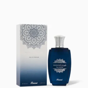 Rasasi Marha Pour Homme Eau de Parfum 100ml - a luxurious leather and raspberry fragrance for men.
