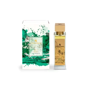 Swiss Arabian Soul of Bali Extrait De Parfum 100ml unisex bottle on a tropical leaf surface with mango, pineapple, and exotic spices