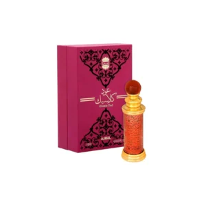Ajmal Classic Oud Concentrated Perfume Oil 10ml unisex bottle on a dark luxurious surface with oud chips and spices