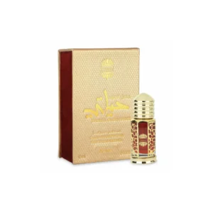 Ajmal Dahnul Oudh Hayati Concentrated Perfume Oil 6ml attar bottle on a dark luxurious surface with agarwood chips